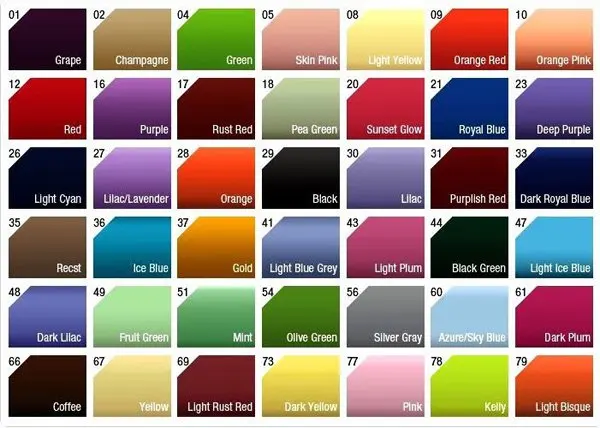 Raw Silk Colour Chart