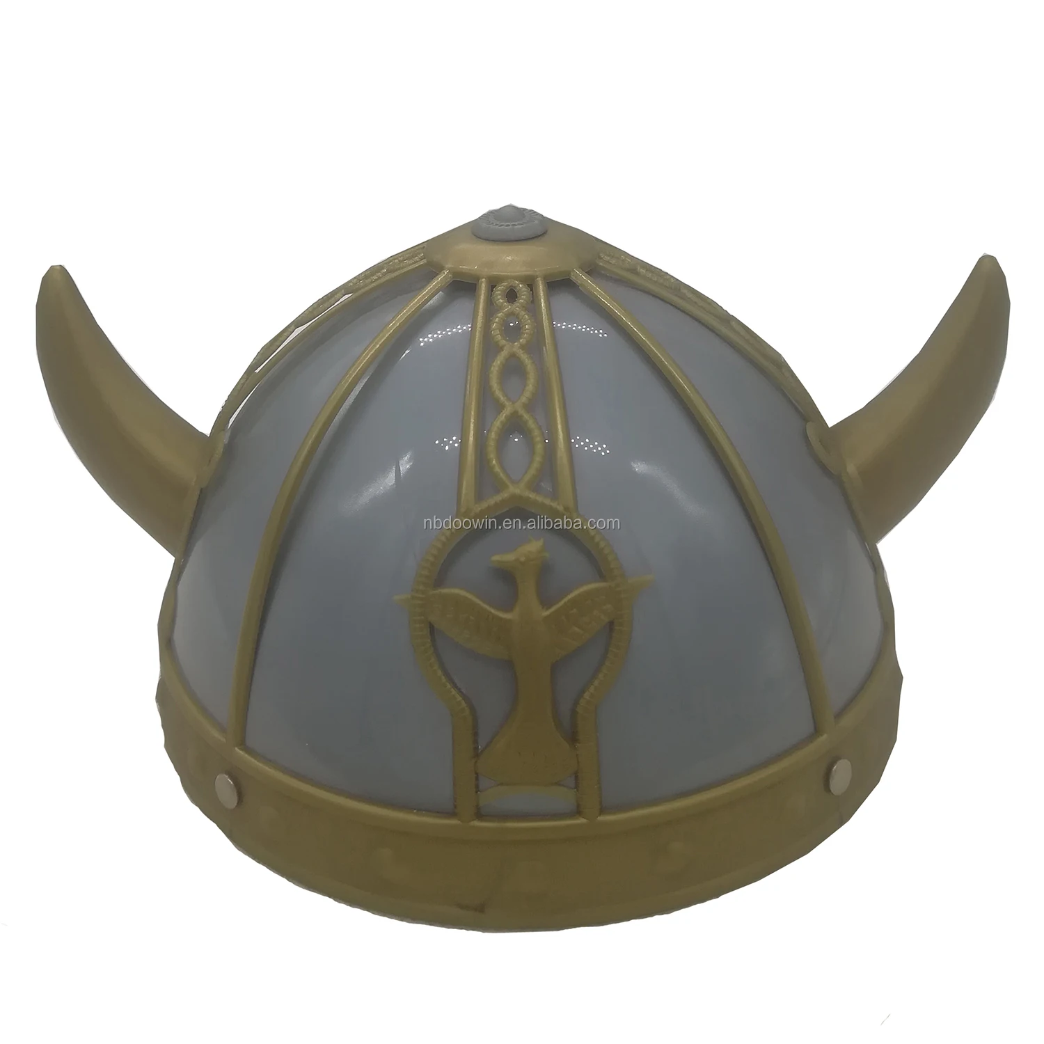 Viking Helmet Gold with Plastic with Horns Pack of 5 or Pack of 10