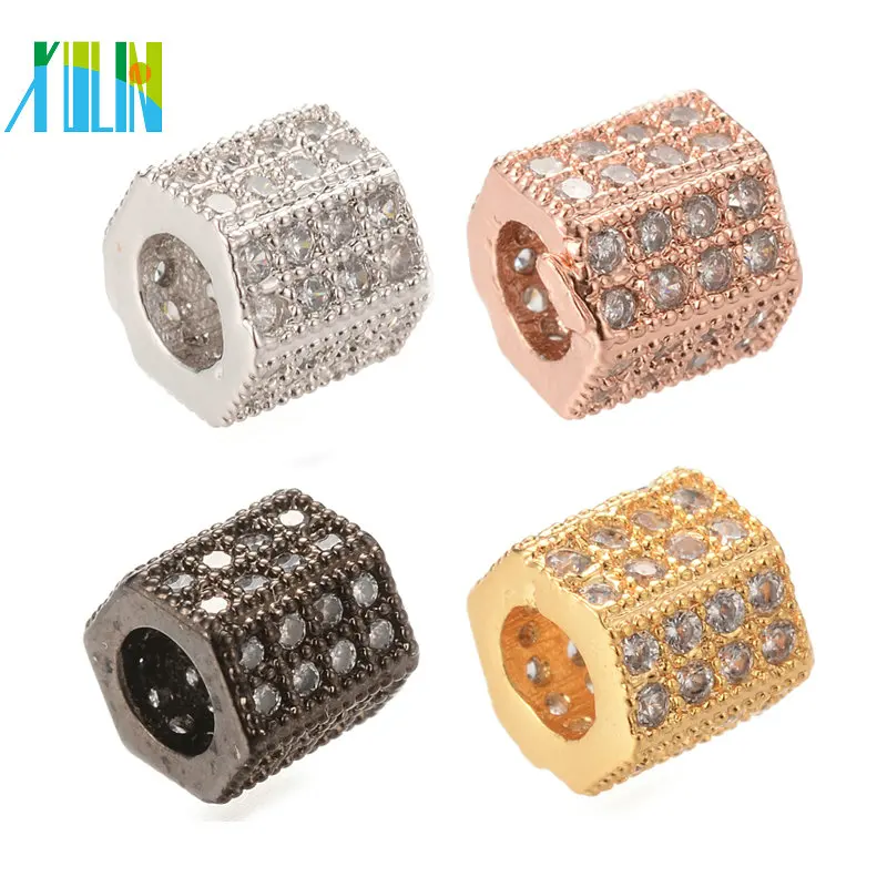 

XULIN Wholesale Cubic Zircon Hexagon CZ Micro Pave Beads For Jewelry Making