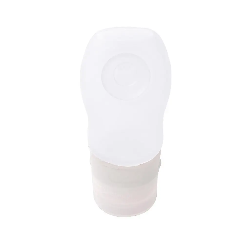 HealthAndYoga(TM) Refillable Liquid Cosmetic Bottle | Handy Travel Accessory |Soft Silicone with Suction Hold - 37 Ml. (White)