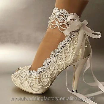 High Quality With Ribbons Lace Up Las Party Dress Shoes 2017 High Quality With Ribbons Lace Up Las Party Dress Shoes 2017 Pearls Women Wedding