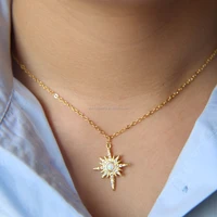 

2018 NEW ARRIVE top quality micro pave cz opal stone delicate minimal star pendant north star gold necklace