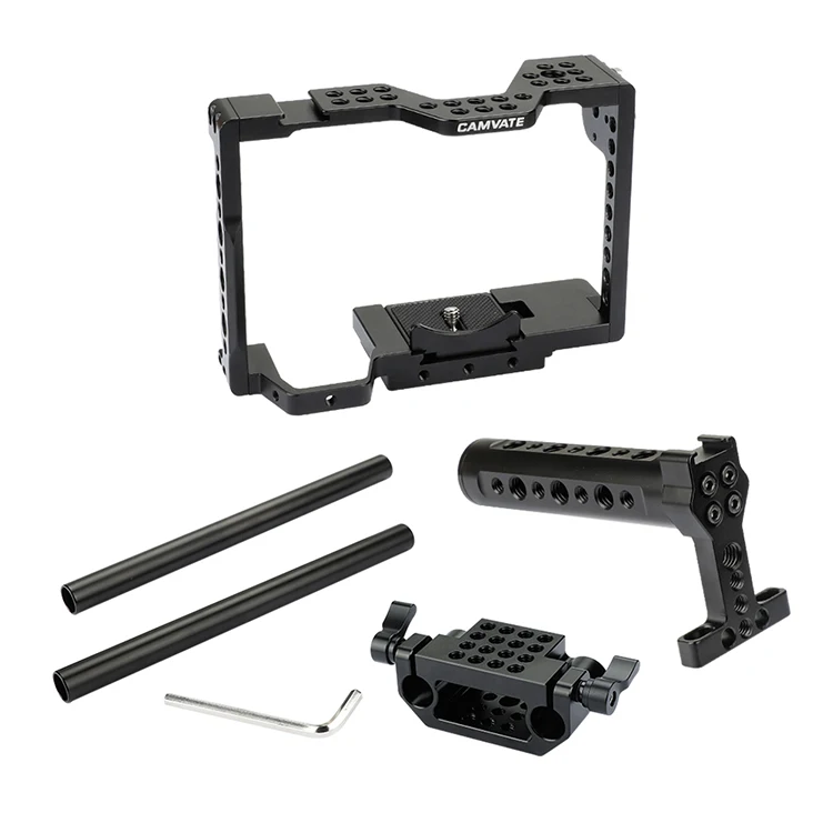 Camvate Dslr Camera Cage Rig With Top Handle 15mm Dual Rod For Son A7