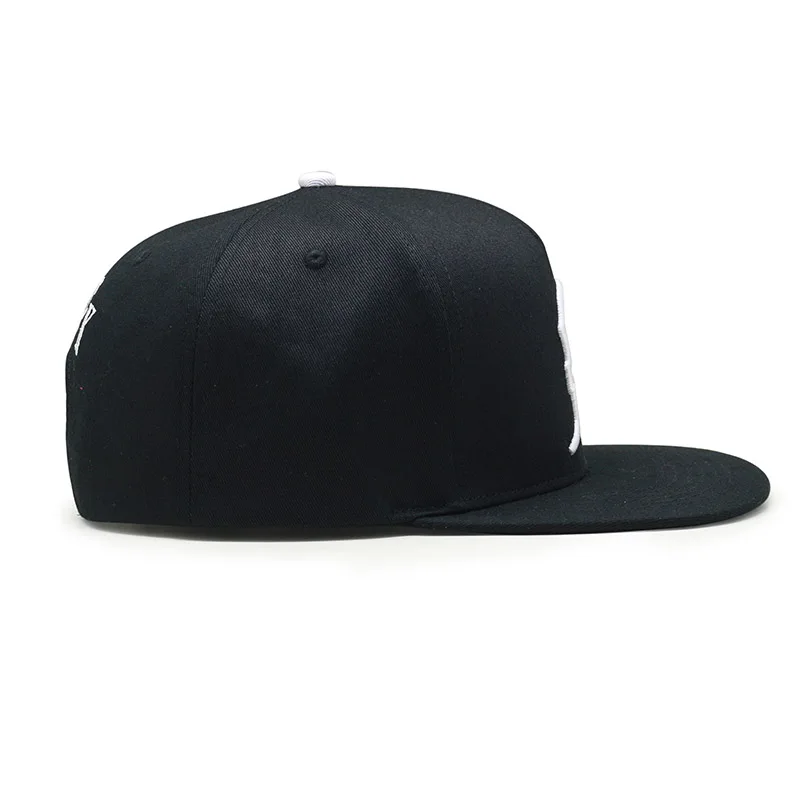 
Custom Acrylic Fabric 3D Embroidered Snapback Hats Black 