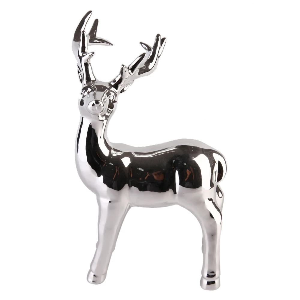 Artificial Silver Ceramic Standing Reindeer For Christmas Party