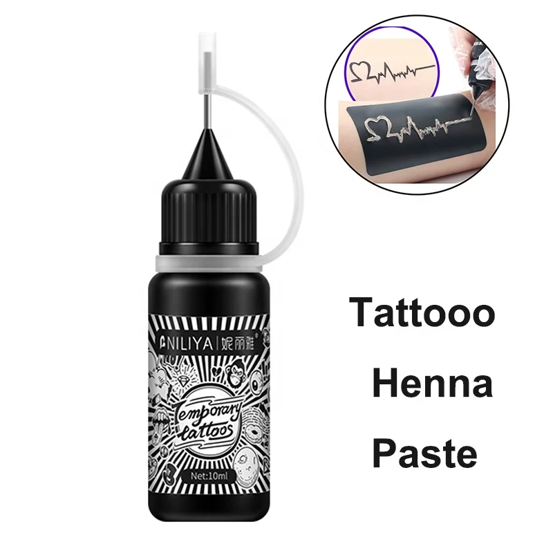 Plant Extract Tattoo Ink Juice kit Natural Black Color Indian Henna Tattoo Paste Cones with Stencils Organic Mehendi Body Art