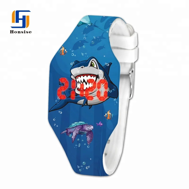

NEW Fashion Pattern Printing Silicone LED Watch For Kid, Colorful printing