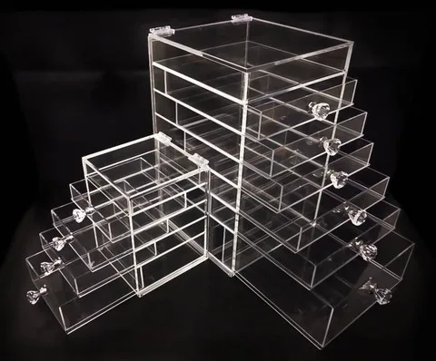 Deluxe Diamond Handle Clear Acrylic Makeup Organizer 5 6 7 Drawer ...