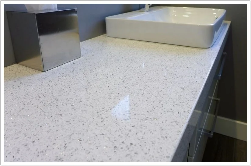 Fabricated Epoxy Resin Quartz Kitchen Countertop,Crystal White Quartz