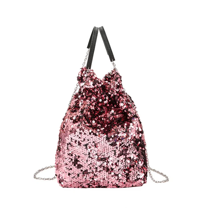 

Fashion Women Reversible Sequin Bucket Tote Bag