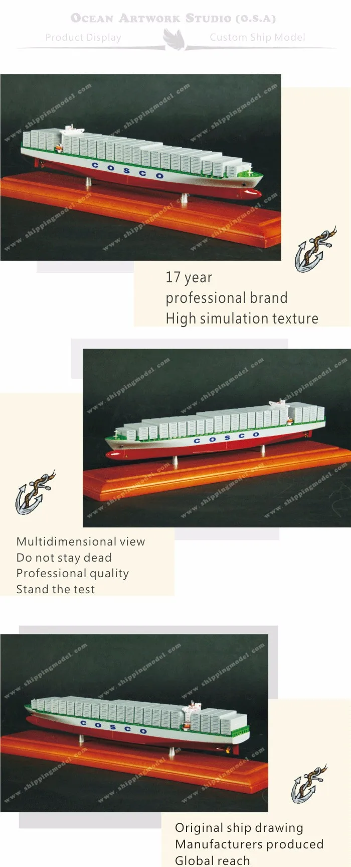 ship model _ 35cm container ship model 07_O.A.S ship model factory