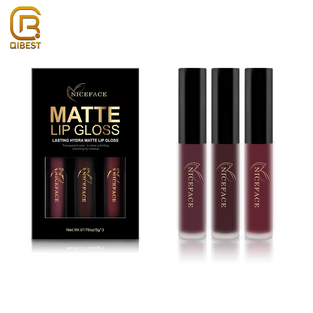 QIBEST Multi Colors Waterproof Private Label Matte Lip Gloss Set