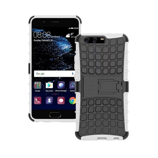 shockproof TPU+PC 2in1 tire pattern bracket cover phone case For Huawei P10 Plus