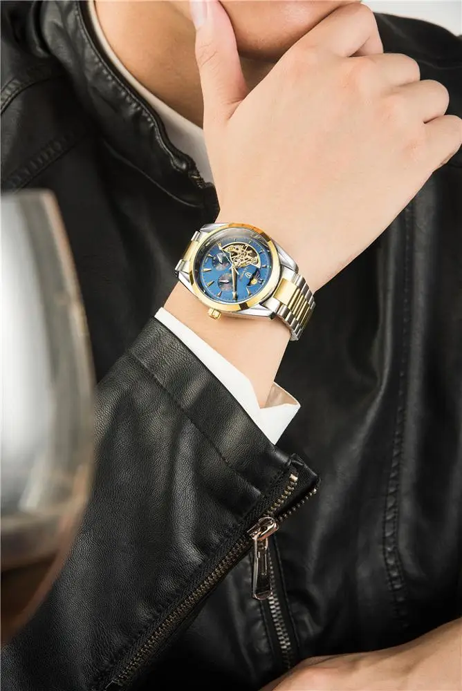 Good Quality Blue Dial Watch Luxury Men Chronograph Automatic Wrist ...