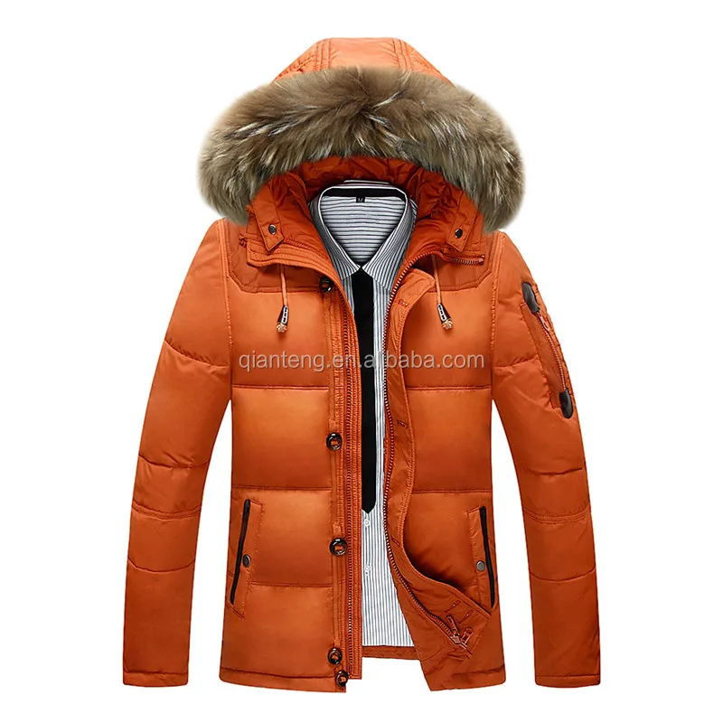 
Man Running Grey White Canada Japanese Duck Goose Down Jacket Coat Parka Clothes Men With Detachable Fur Hood 