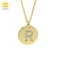 

Fashion Custom Cubic Zirconia Diamond Disc Charm Alphabet Letter 925 Sterling Silver Jewelry Gold Plated Name Initial Necklace
