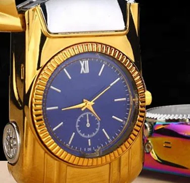 

Fashion Gold Car model Watch Cigarette Lighter Watches Men Windproof Flameless Watch USB Charging Clock Quartz Wristwatch