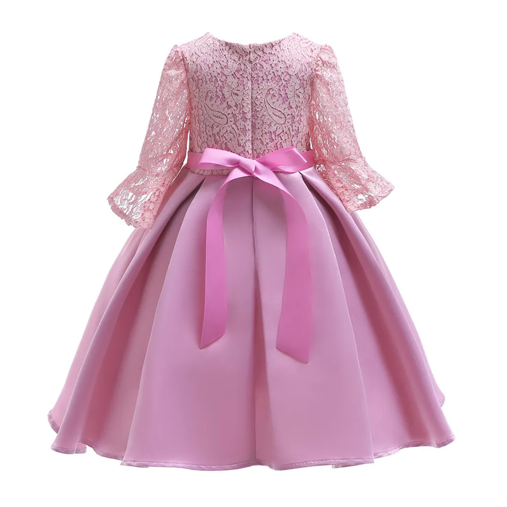 Pink Birthday Party Dress For 8 Years Old Long Sleeved Flower Girl ...