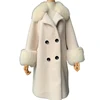 Factory Real Fox Fur Collar Fashion Outerwear Winter Warm Women Fur Coat Wholesale Sheep Shearling Jacket