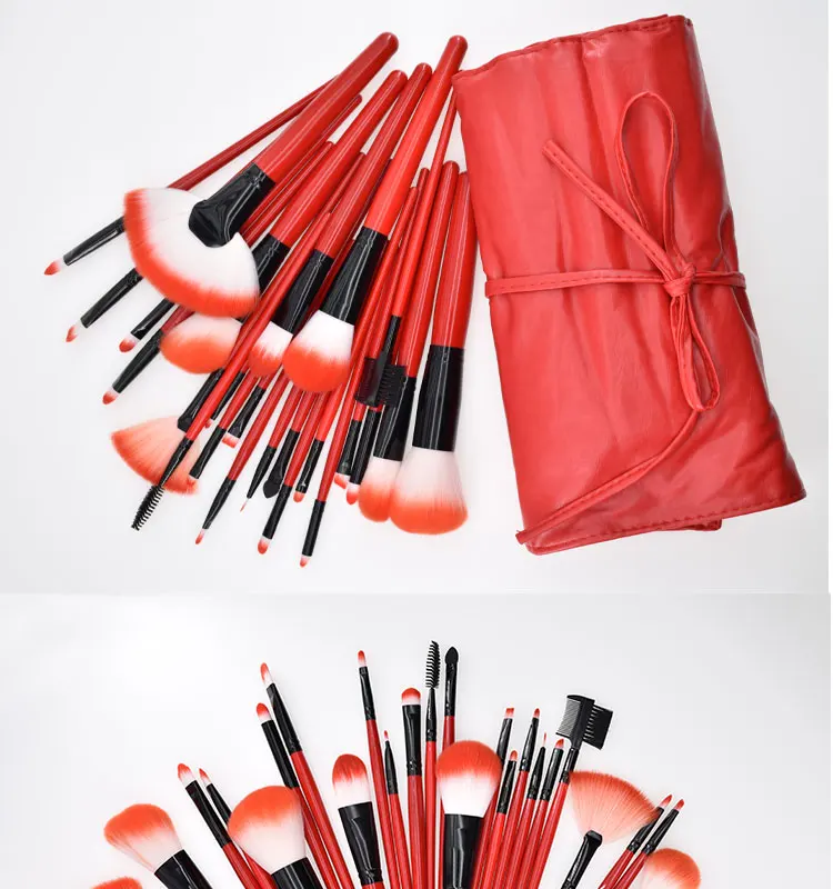 24pcs Pro.Makeup Brushes Set by Cosmetic Roll bag Top Quality brush Kit for Girls Women