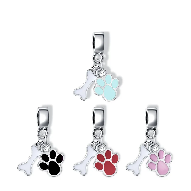 

Dog paw print keychain bracelet pendant beads for DIY