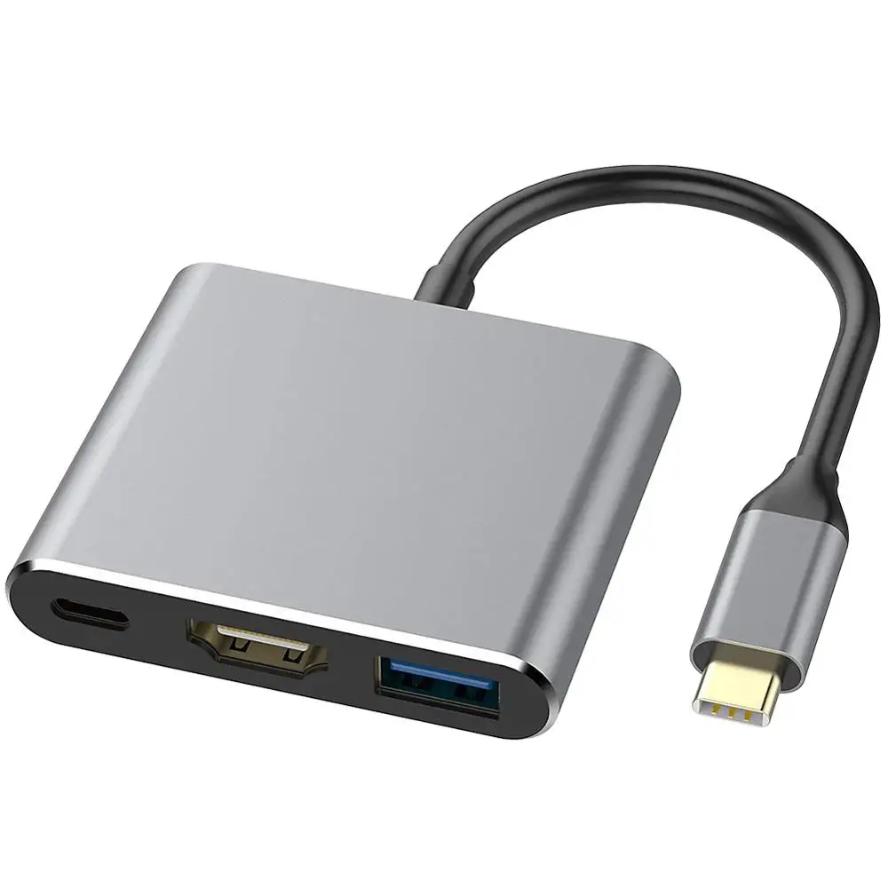 

Factory Aluminium Typc C to HDM I adapter, USB 3.0 + USB C + HDMI Female Hub Adapter for Type c