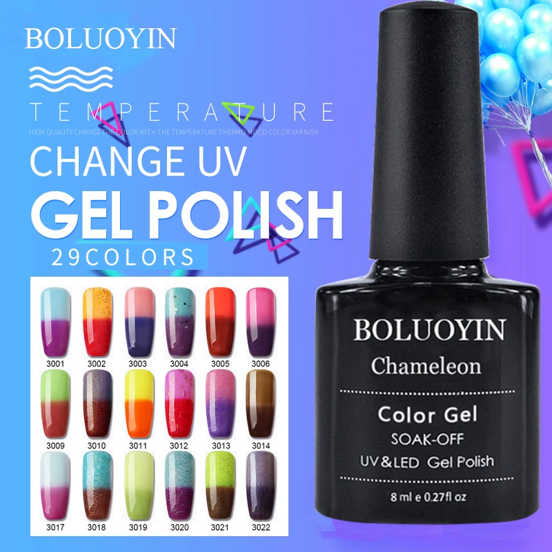 

Temperature Changing Colors UV Gel Nail Polish 8ml Soak Off UV LED Gel Lacquer Semi Permanent Colorful Gel Varnish Nart Art