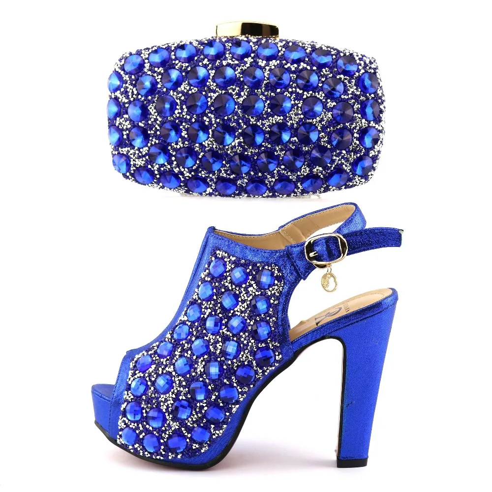 Style Royal Blue Diamond,African Shoes 