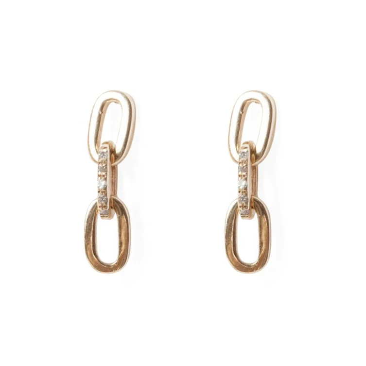 2019 jewelry 925 silver minimalist style zircon gold earrings for women