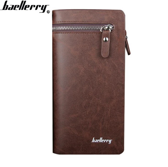 

Original baellerry cheap business gift zipper long pu leather man wallet, Dark coffee,black, light coffee, customized color