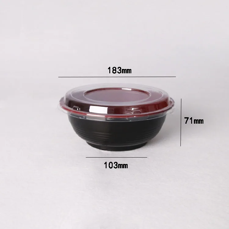 Cover Of 1000ml Red And Black Disposable Plastic Noodle Soup Bowl Lid