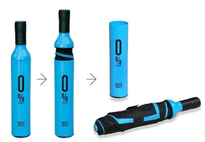 Customized Logo More Pattern Three-folding Rain Umbrella Wine Bottles Umbrella With Sivler Coating Fashion Creative Gift agent