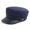 Wholesale European Style Vivi Navy Cap Hat for Student with Flat top and pu brim