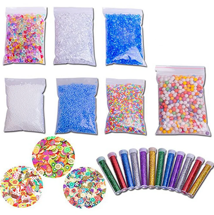 
Crystal Slime Making Kit With Fishbowl Beads Glitter Fruits Slices For Clay DIY Foam Beads Craft Toys 