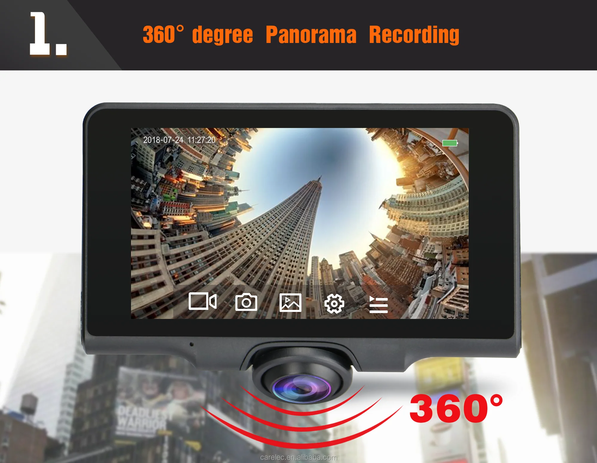 PI50 360° Panoramic HD1080P Dash Camera with 5.0' IPS Touch-Screen &  Private Tooling - SUNWAYI
