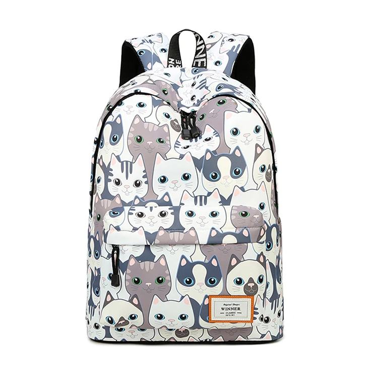 

Stylish Cute Print Cat Pattern Rucksack Lightweight Backpack for Teen Young Girls, As picture/customized