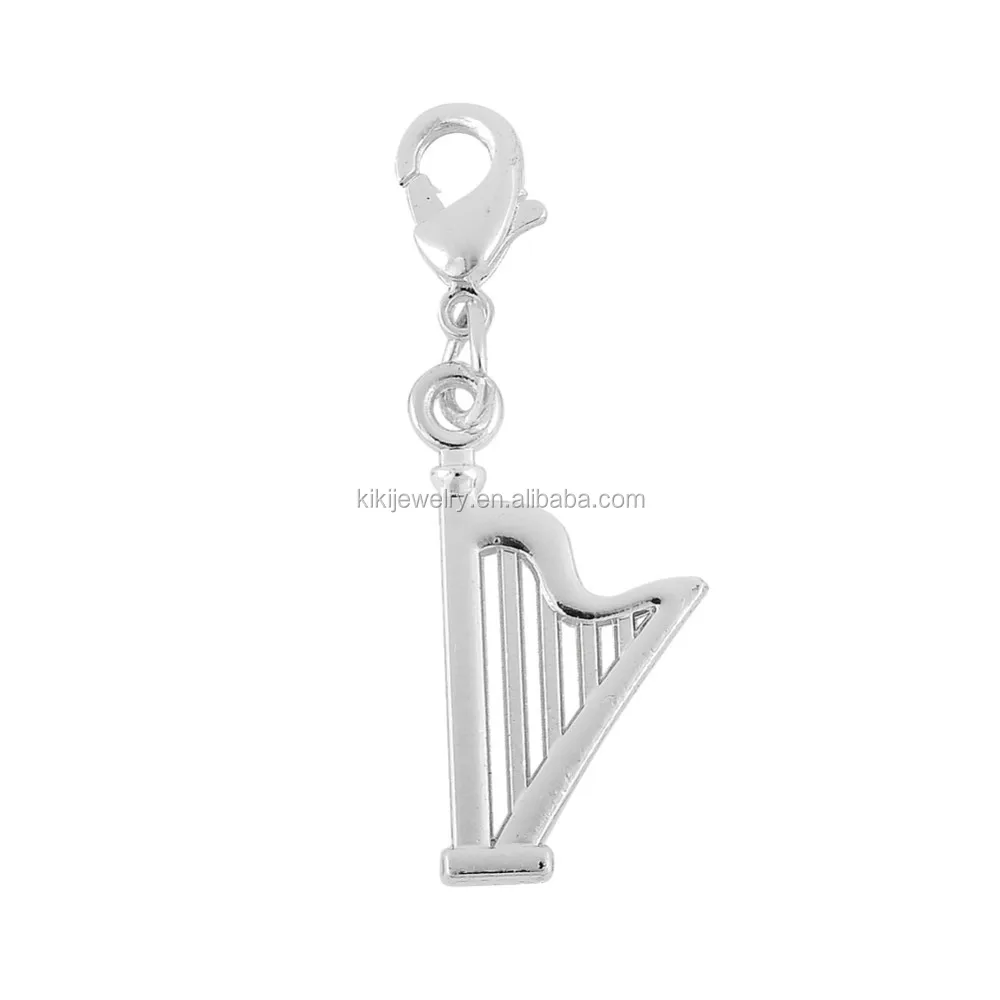 

Cheap Silver Plated Mini Harp Musical Instrument Charms Jewelry With Lobster Clasp