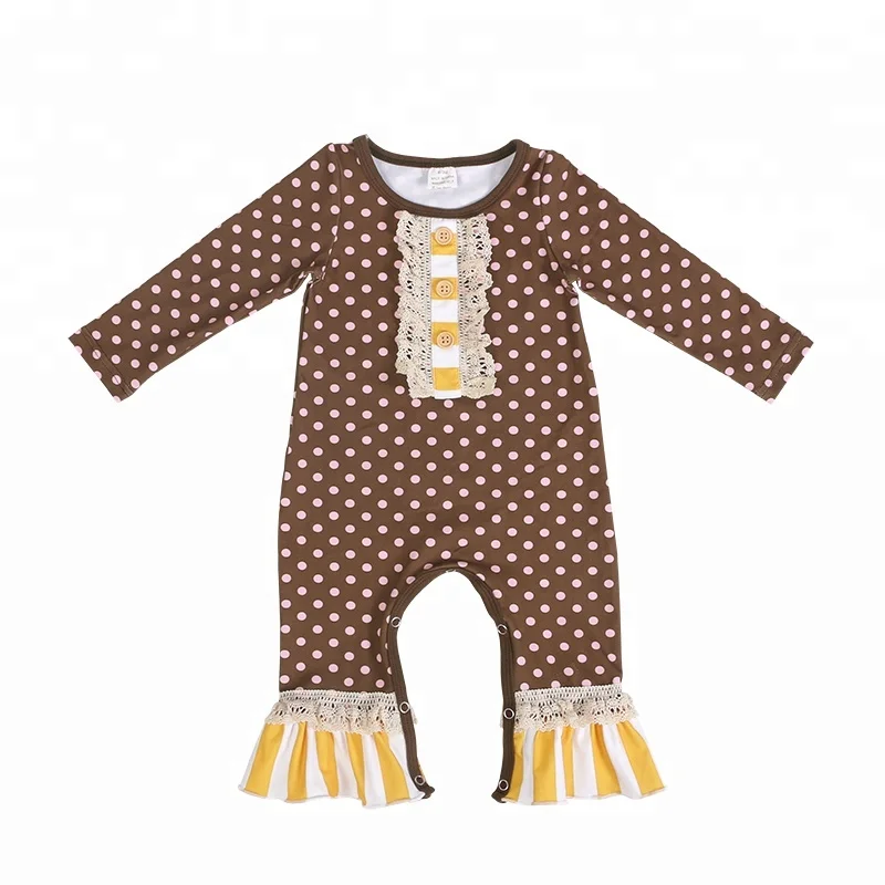 

2018 hot sale wholesale cotton fabric long sleeve fall baby rompers, accept modifying washing label only, As picture