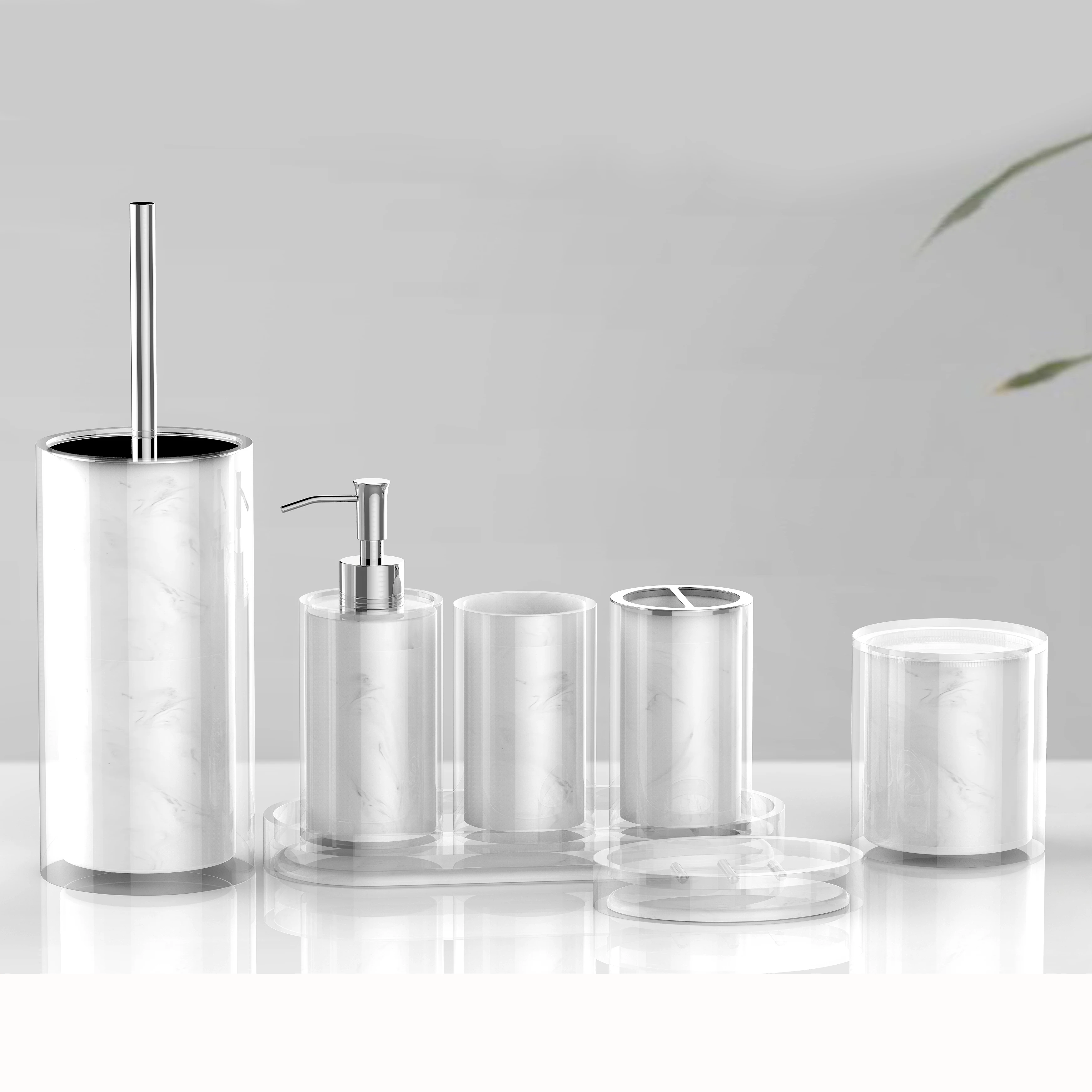 Simple White Bath Accessories Poly Resin Bathroom Set Buy Bathroom