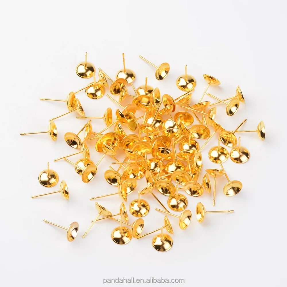 

Pandahall 8mm Gold Plated Iron Post Earring Components, Gold color