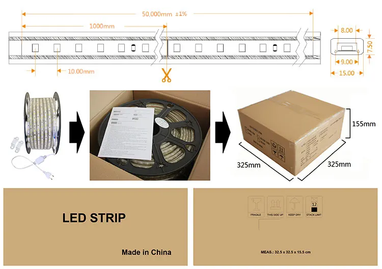 230V Silicone LED Neon Flex Ribbon 13x14mm 50M Top bending Rope Light Strip 120leds