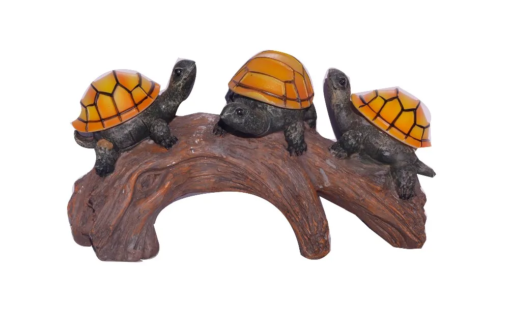 3 Schildkröten auf dem Baumstamm ganz niedliche Solar Lampe neu 