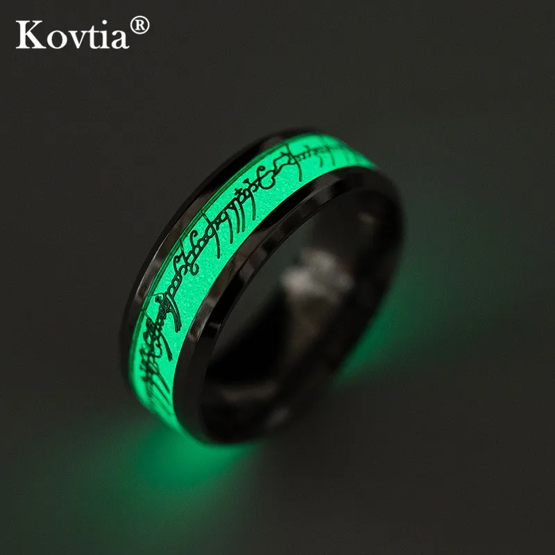 

LED Luminous Jewelry Ring Fluorescent Finger Ring Grow in the Dark Stainless Steel Rings Wholesale