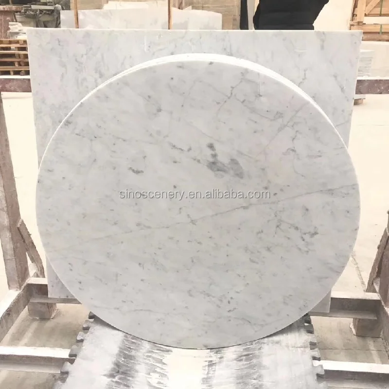 Round Marble Slab Table Top Made From Carrara White Stone Buy Round