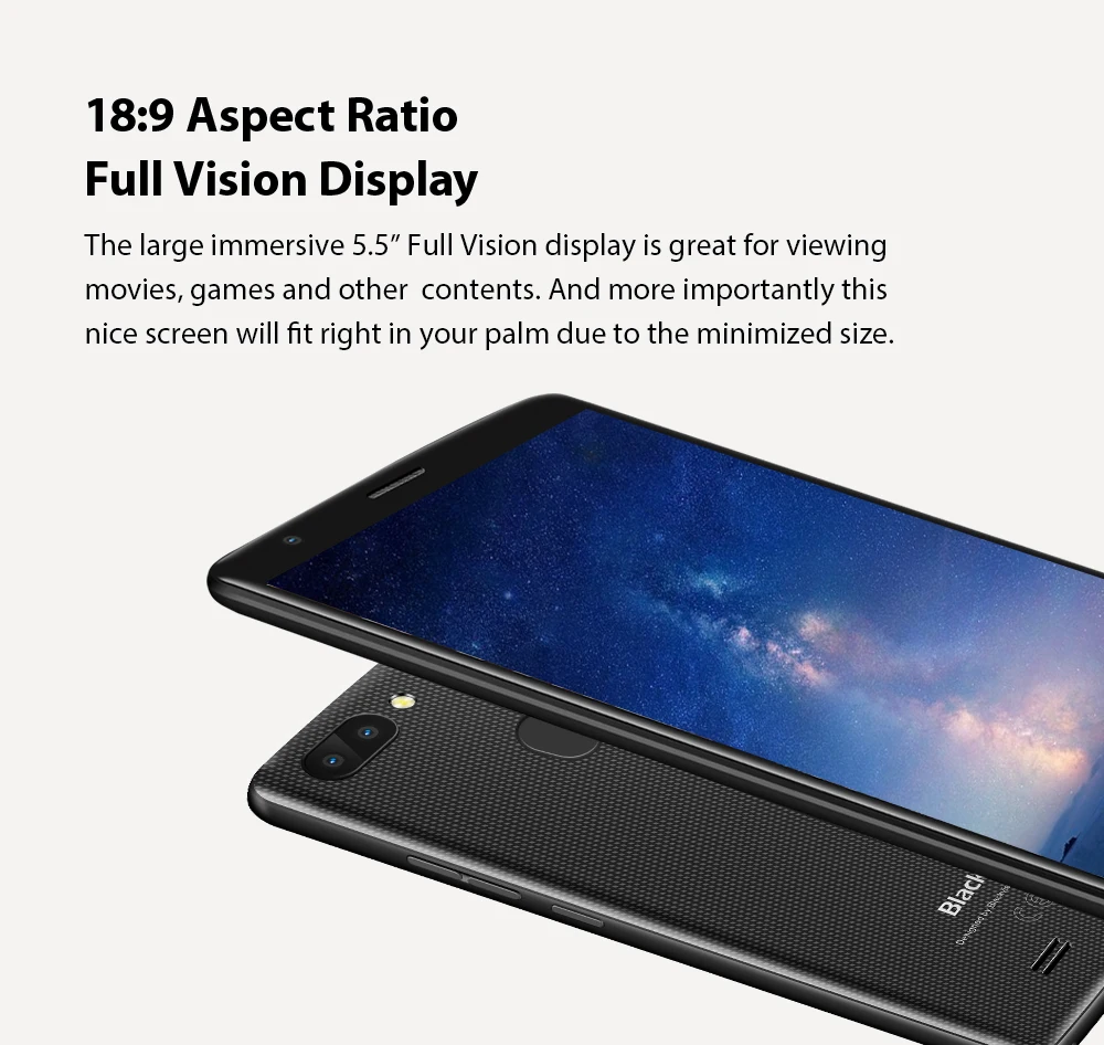 Blackview A20 Pro 5.5 Inch 18:9 Hd Full Screen Android 8.1 Mtk6739 Quad