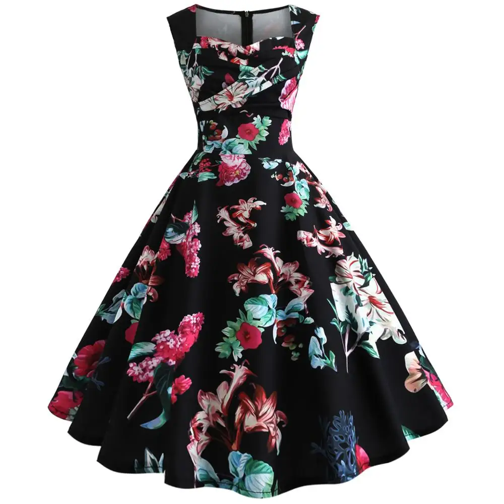 

floral sleeveless knee length casual latin dance clothes women dress wholesale, N/a