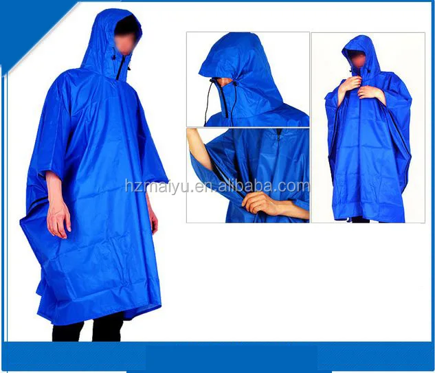 
Maiyu adult breathable 100% polyester waterproof rain poncho with sleeves 
