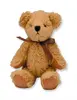 brown color jointed stuffed and plush teddy bear with ribbon bowtie