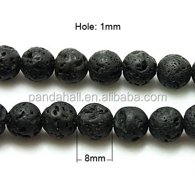 

8mm Black Gemstones Natural Lava Ball Beads Strings Wholesale