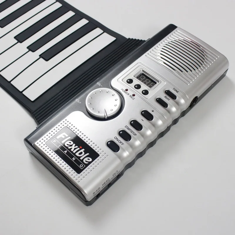 

portable electronic piano keyboard silicone waterproof piano 61 keys flexible piano, Silver